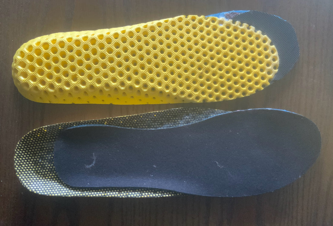 Trimming double thick insoles.